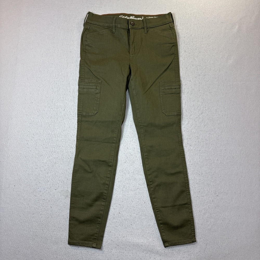 Eddie Bauer Cargo Pants Women Sz 4 Olive EUC Slightly Curvy Skinny‎ Utility